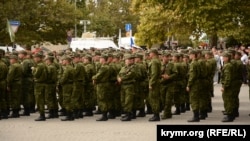 Митинг, посвященный проводам военнослужащих российской 47-й мотострелковой дивизии на войну в Украине, Севастополь, 27 сентября 2022 года