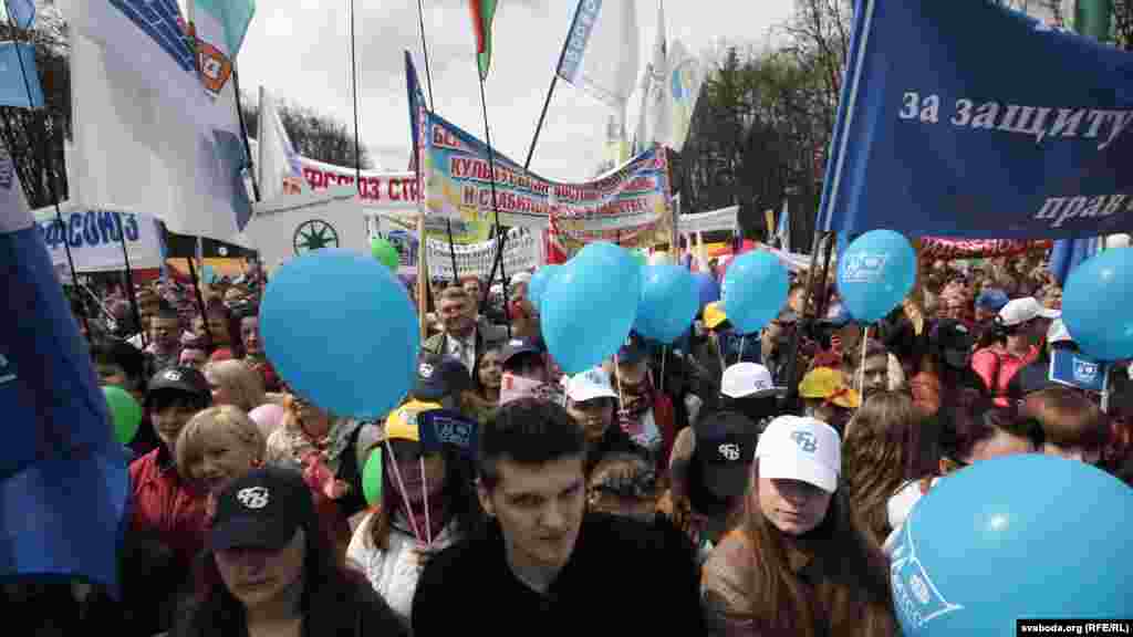 Belorus, Minsk. H&ouml;kumətin təşkil etdiyi mitinq. 1 may 2013