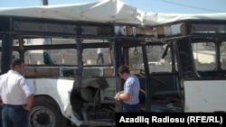 Azerbaijan. Baku. Train and bus crash in Baku. Lokbatan