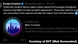 Martda "Europe Invasion" "West To Dubai" YouTube kanalını və "Alissa" adlı uydurma personajın yer aldığı videoları təbliğ edib.